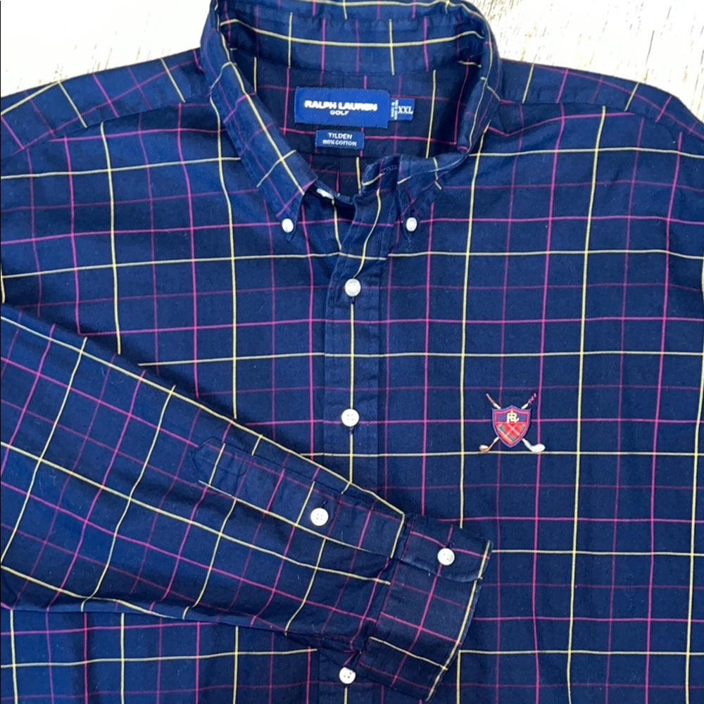 Ralph Lauren Golf Tilden Plaid Button Down Shirt Men's XXL